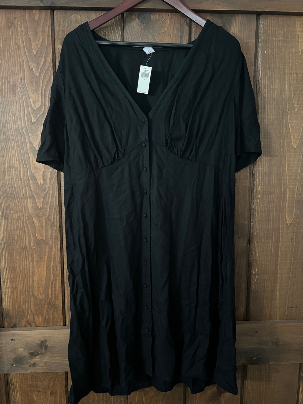 Old Navy Black V-Neck Button-Front Top